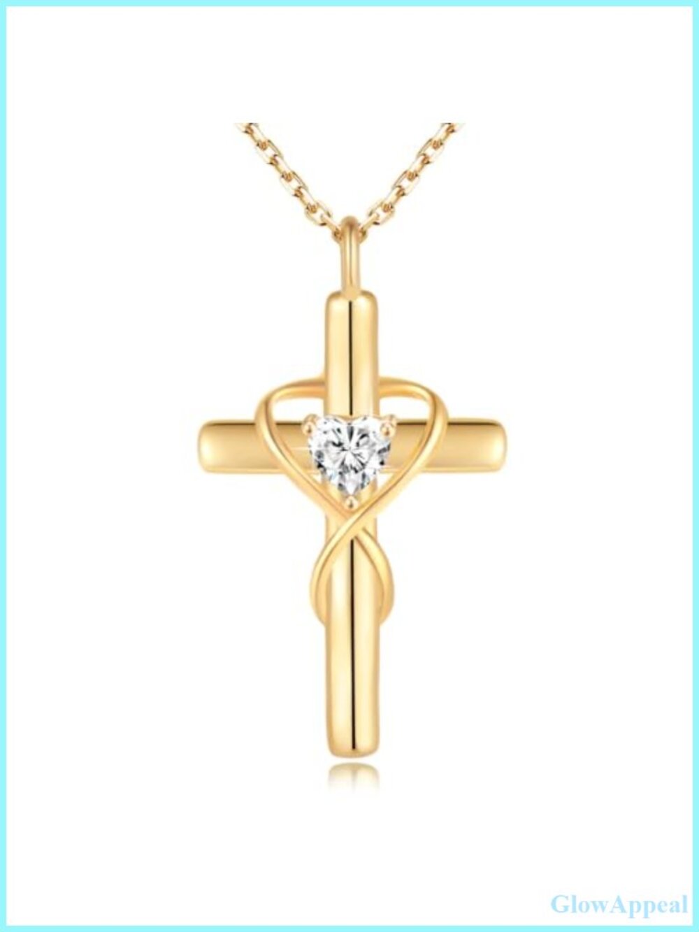18K Gold Plated 925 Sterling Silver Cross Necklace with Cubic Zirconia